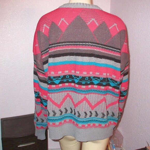 90s Vtg Sears Men's Sweater Size XL Pullover Crop Psychedelic Colorful Y2K - Picture 6 of 7